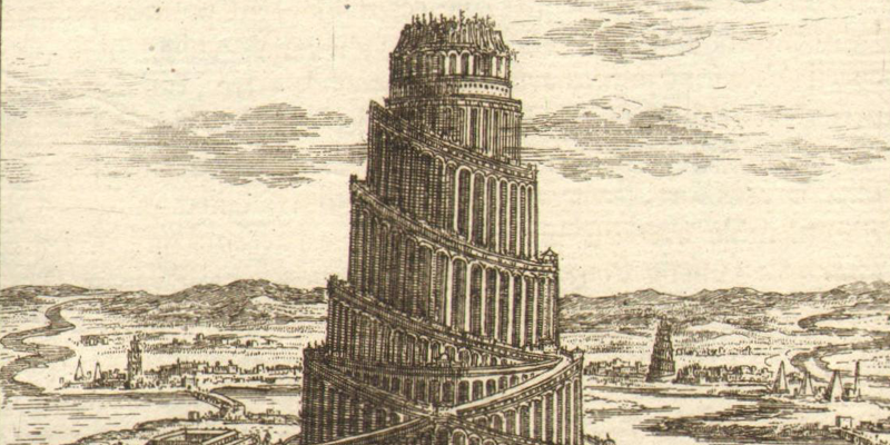 Bir sanatçının Babil Kulesi çizimi
